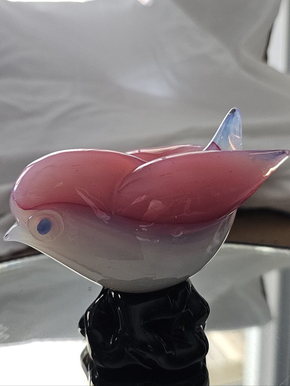 MCM Italy Murano Happy Pink Glass Bird Figurine Vintage - Picture 2 of 7